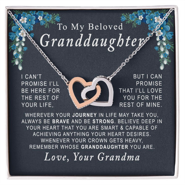 To My Beloved Granddaughter Interlocking Hearts Necklace Gift From Grandma