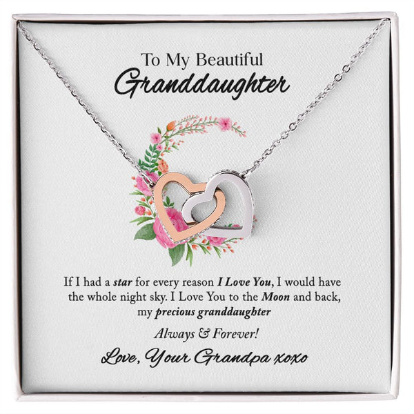 To My Beautiful Granddaughter Interlocking Hearts Necklace Gift From Grandpa