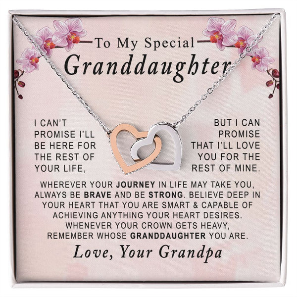 To My Special Granddaughter Interlocking Hearts Necklace Gift From Grandpa