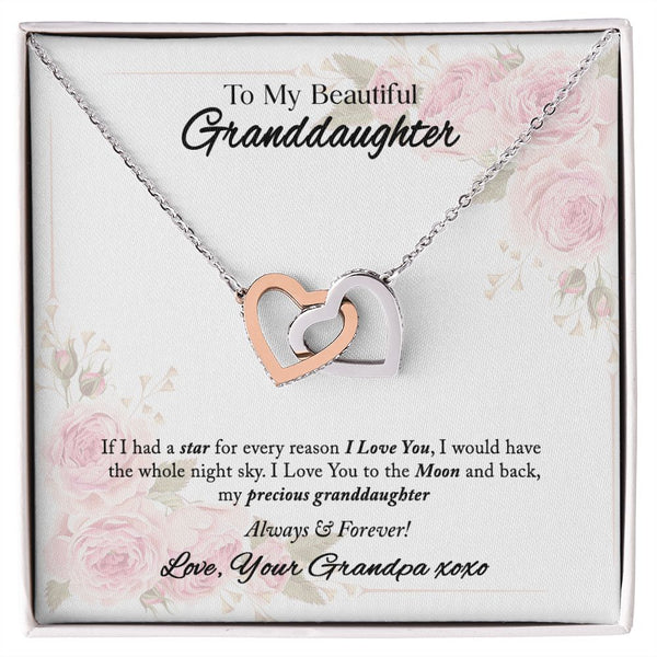 To My Beautiful Granddaughter Interlocking Hearts Necklace Gift From Grandpa