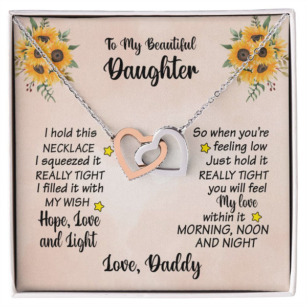 To My Beautiful Daughter Interlocking Hearts Necklace Gift From Daddy
