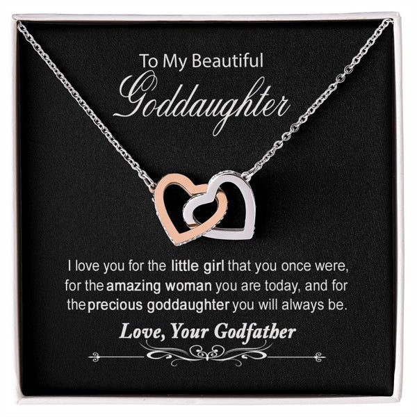 To My Beautiful Goddaughter Interlocking Hearts Necklace Gift From Godfather