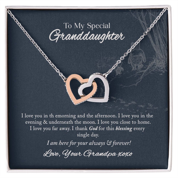 To My Special Granddaughter Interlocking Hearts Necklace Gift From Grandpa