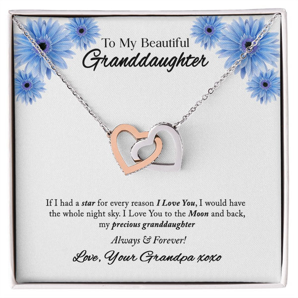 To My Beautiful Granddaughter Interlocking Hearts Necklace Gift From Grandpa