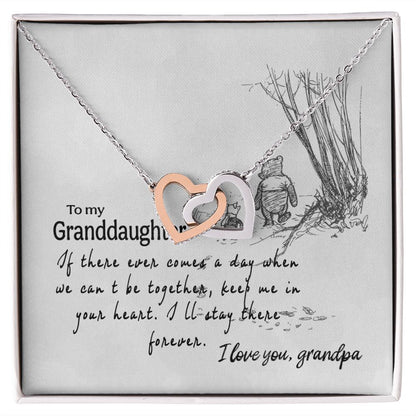 To My Granddaughter Interlocking Hearts Necklace Gift From Grandpa