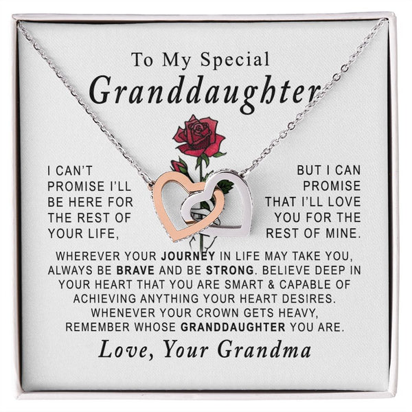 To My Special Granddaughter Interlocking Hearts Necklace Gift From Grandma