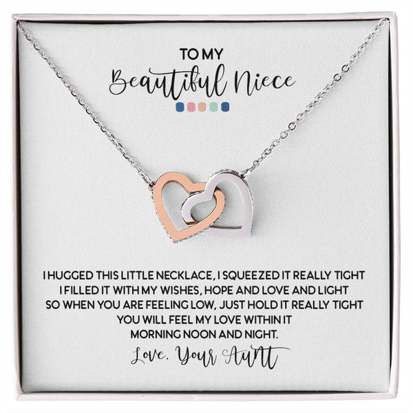 To My Beautiful Niece Interlocking Hearts Necklace Gift From Aunt