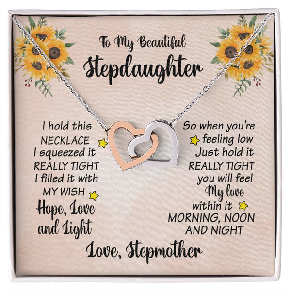 To My Beautiful Stepdaughter Interlocking Hearts Necklace Gift From Stepmother