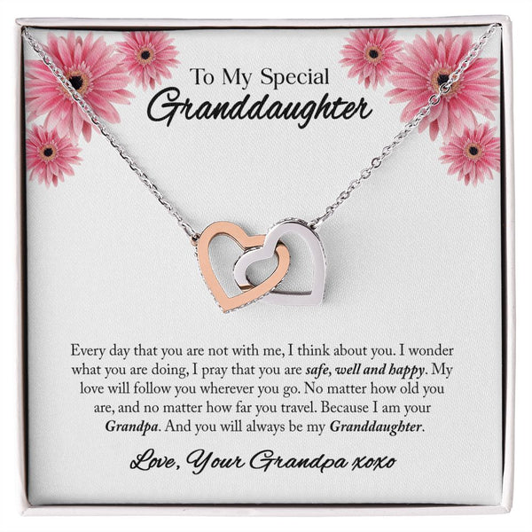 To My Granddaughter Interlocking Hearts Necklace Gift From Grandpa