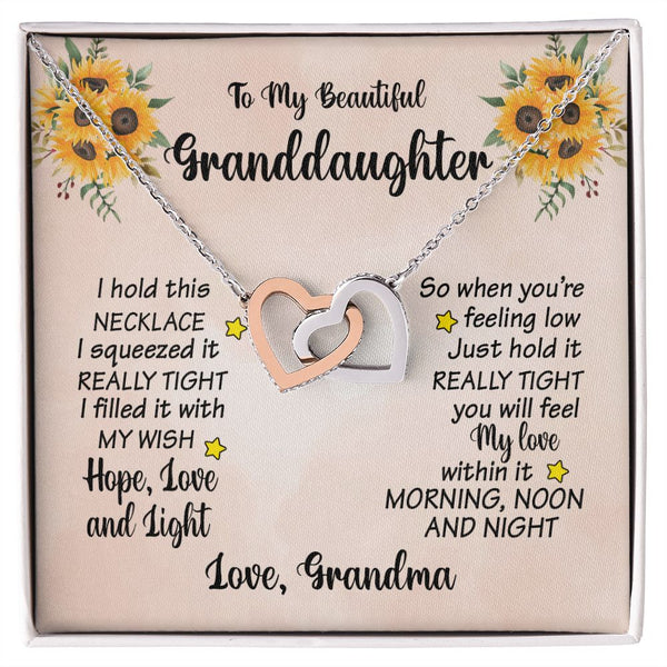 To My Beautiful Granddaughter Interlocking Hearts Necklace Gift From Grandma