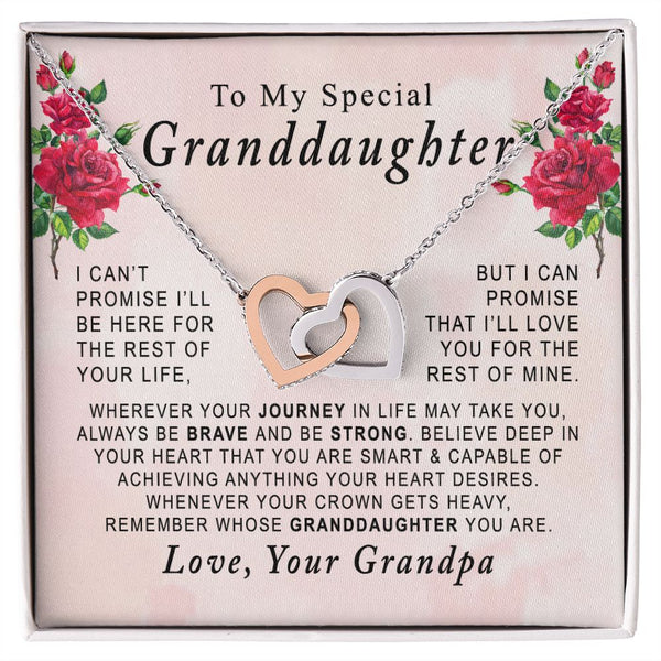 To My Special Granddaughter Interlocking Hearts Necklace Gift From Grandpa
