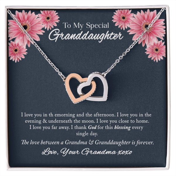 To My Special Granddaughter Interlocking Hearts Necklace Gift From Grandma