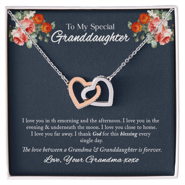 To My Special Granddaughter Interlocking Hearts Necklace Gift From Grandma