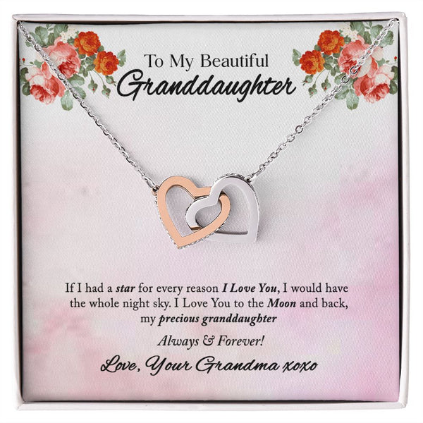 To My Beautiful Granddaughter Interlocking Hearts Necklace Gift From Grandma