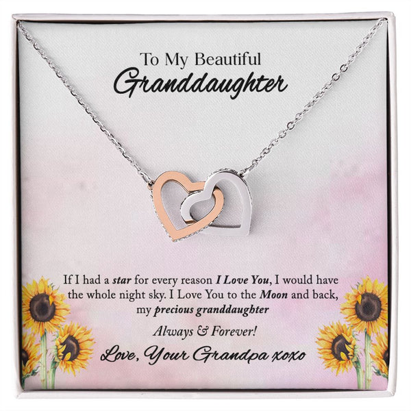To My Beautiful Granddaughter Interlocking Hearts Necklace Gift From Grandpa