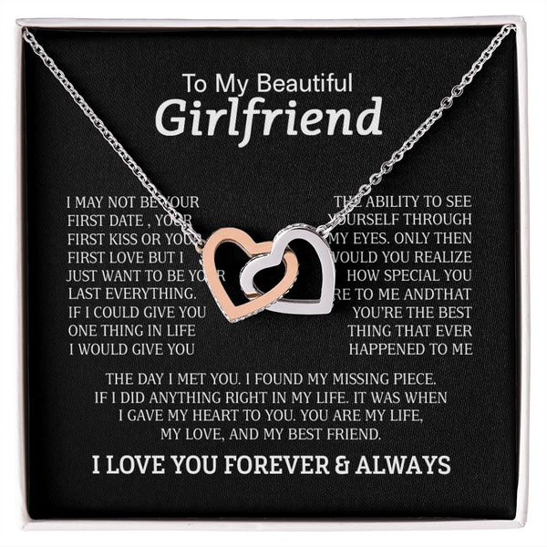 To My Beautiful Girlfriend Interlocking Hearts Necklace Gift From Boyfriend