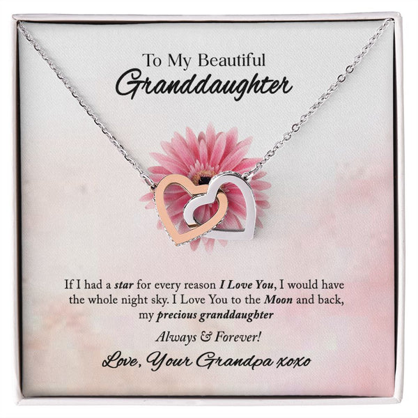To My Beautiful Granddaughter Interlocking Hearts Necklace Gift From Grandpa
