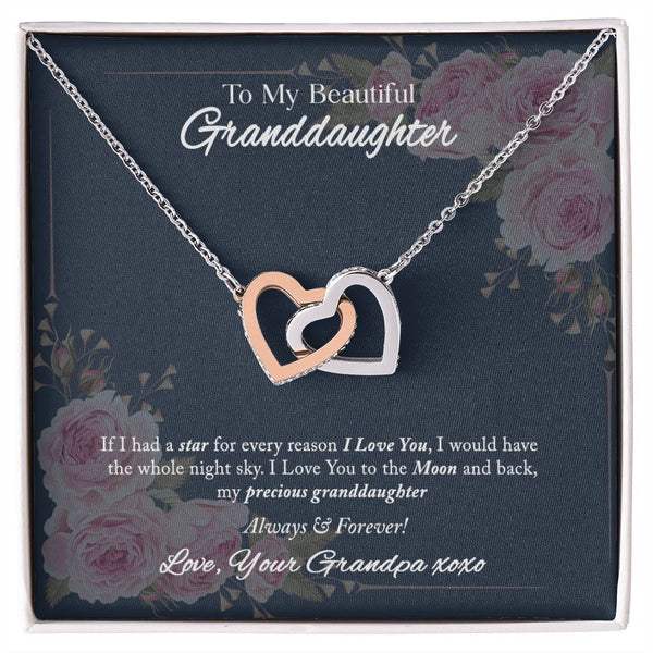 To My Beautiful Granddaughter Interlocking Hearts Necklace Gift From Grandpa