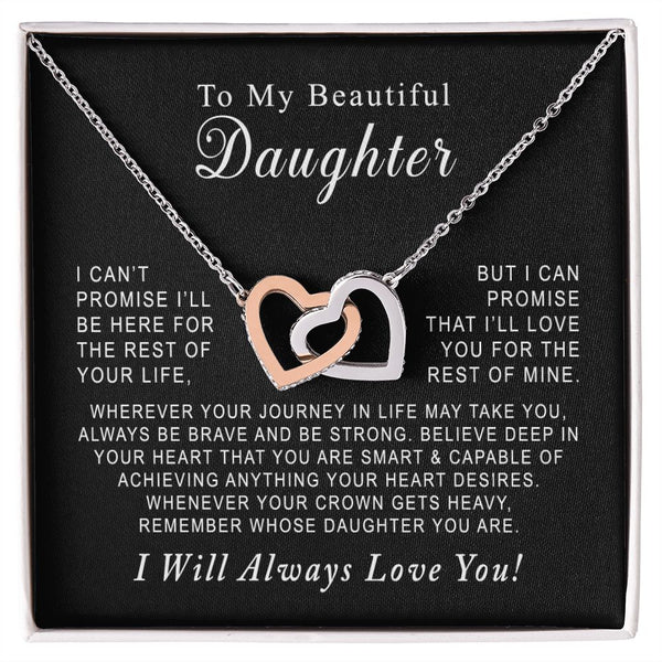 To My Beautiful Daughter Interlocking Hearts Necklace Gift From Mother or Father
