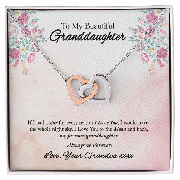 To My Beautiful Granddaughter Interlocking Hearts Necklace Gift From Grandpa