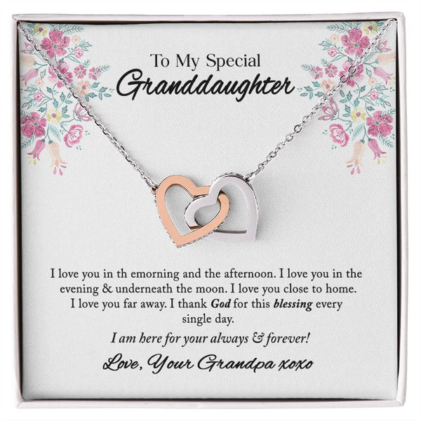 To My Special Granddaughter Interlocking Hearts Necklace Gift From Grandpa