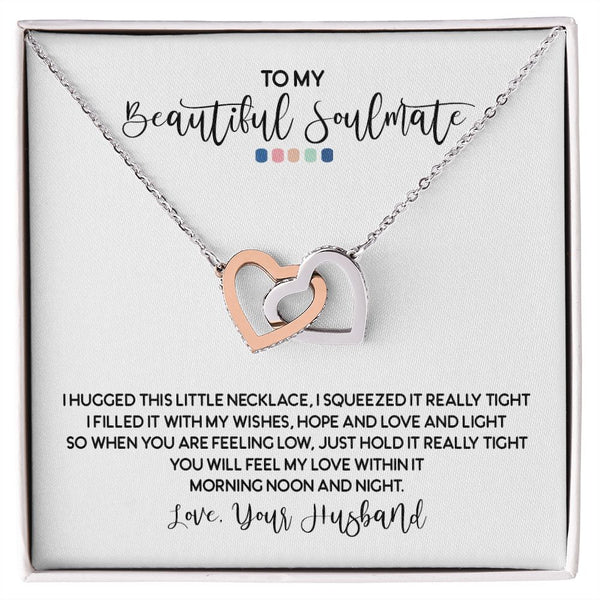 To My Beautiful Soulmate Interlocking Hearts Necklace Gift From Husband