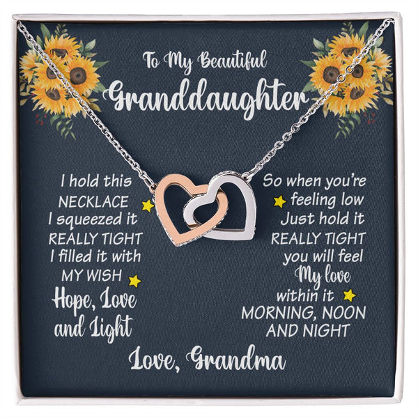 To My Beautiful Granddaughter Interlocking Hearts Necklace Gift From Grandma