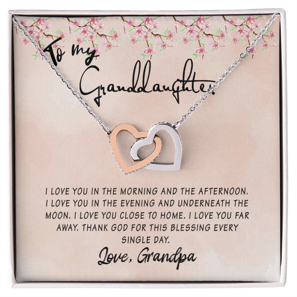 To My Granddaughter Interlocking Hearts Necklace Gift From Grandpa