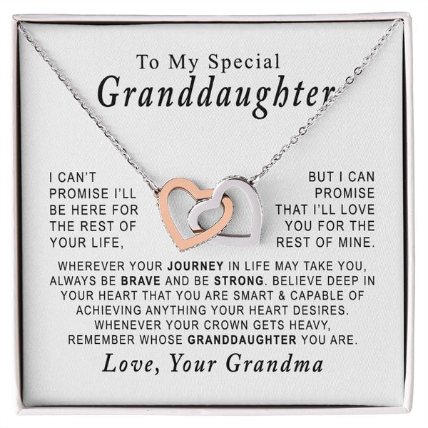 To My Special Granddaughter Interlocking Hearts Necklace Gift From Grandma