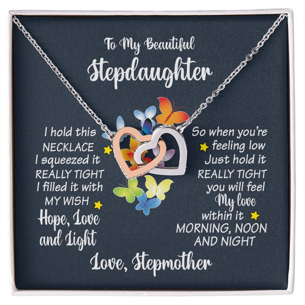 To My Beautiful Stepdaughter Interlocking Hearts Necklace Gift From Stepmother