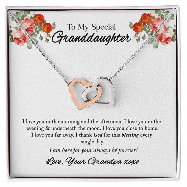 To My Special Granddaughter Interlocking Hearts Necklace Gift From Grandpa