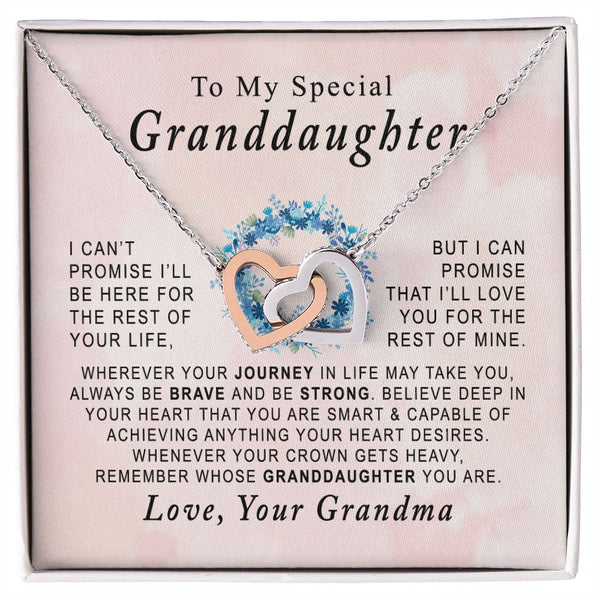 To My Special Granddaughter Interlocking Hearts Necklace Gift From Grandma