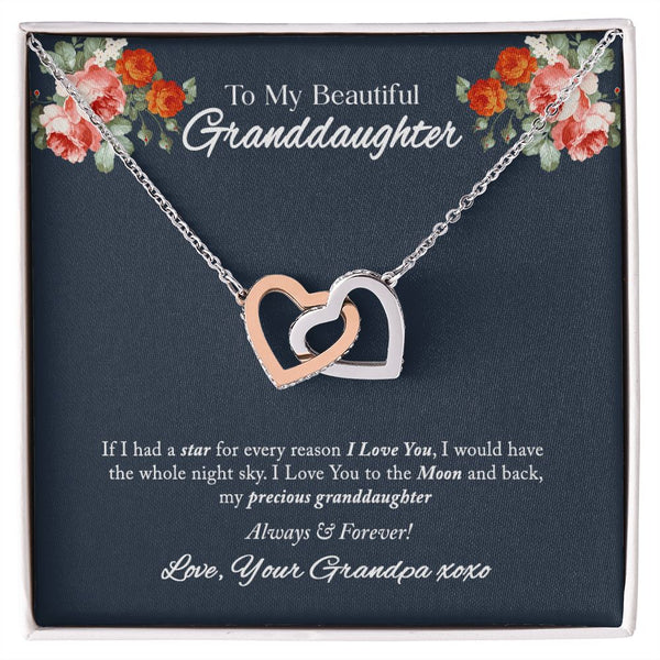 To My Beautiful Granddaughter Interlocking Hearts Necklace Gift From Grandpa