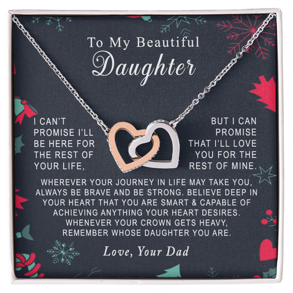 To My Beautiful Daughter Christmas Interlocking Hearts Necklace Gift From Dad