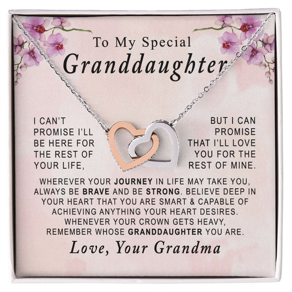 To My Special Granddaughter Interlocking Hearts Necklace Gift From Grandma