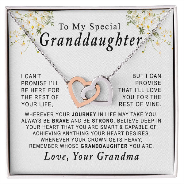 To My Special Granddaughter Interlocking Hearts Necklace Gift From Grandma