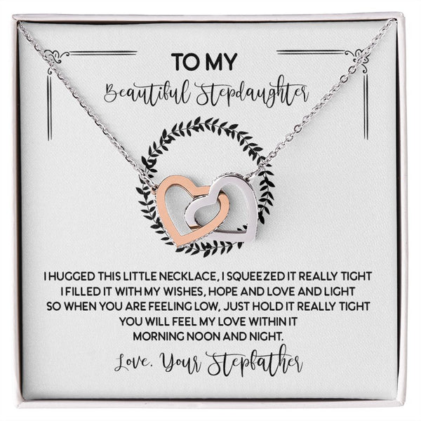 To My Beautiful Stepdaughter Interlocking Hearts Necklace Gift From Stepfather