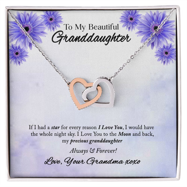 To My Beautiful Granddaughter Interlocking Hearts Necklace Gift From Grandma