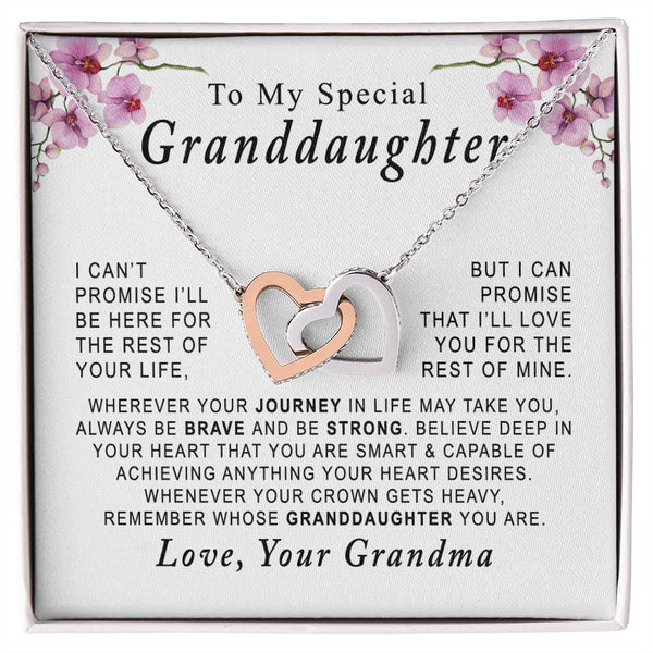 To My Special Granddaughter Interlocking Hearts Necklace Gift From Grandma
