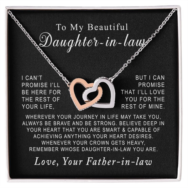 To My Beautiful Daughter-in-law Interlocking Hearts Necklace Gift From Father-in-law