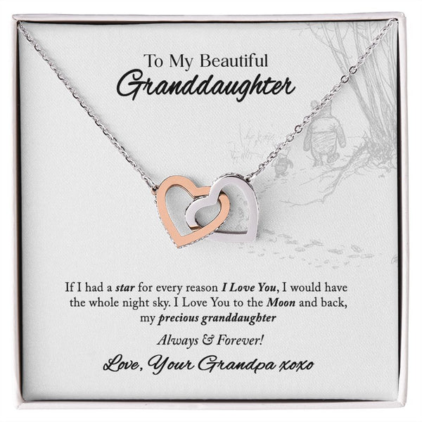 To My Beautiful Granddaughter Interlocking Hearts Necklace Gift From Grandpa