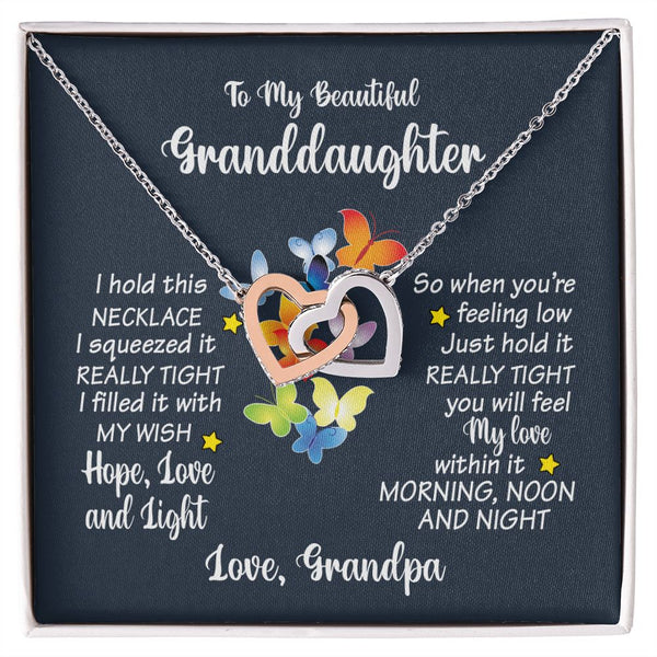 To My Beautiful Granddaughter Interlocking Hearts Necklace Gift From Grandpa