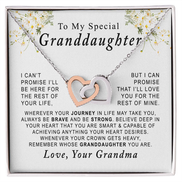 To My Special Granddaughter Interlocking Hearts Necklace Gift From Grandma