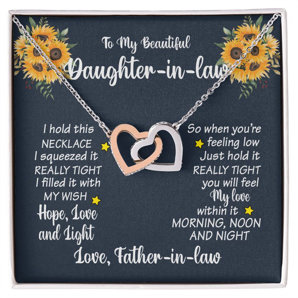 To My Beautiful Daughter-in-law Interlocking Hearts Necklace Gift From Father-in-law