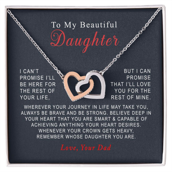 To My Beautiful Daughter Christmas Interlocking Hearts Necklace Gift From Dad