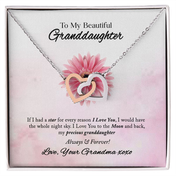 To My Beautiful Granddaughter Interlocking Hearts Necklace Gift From Grandma