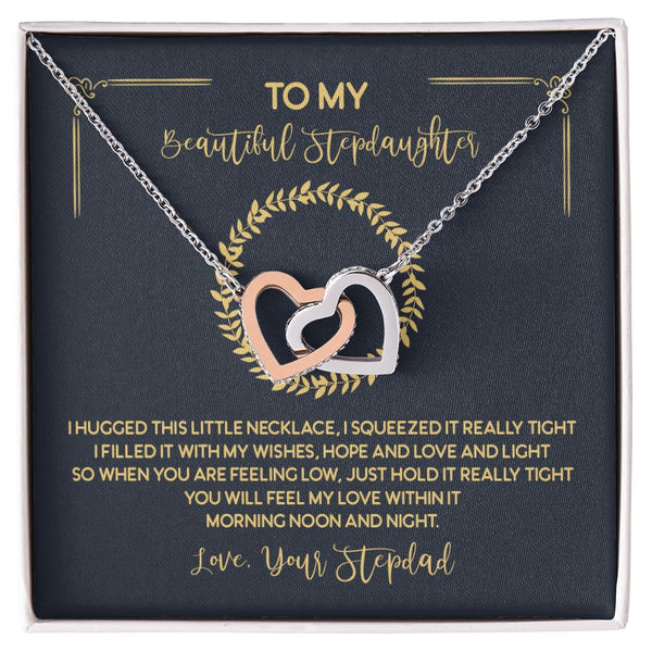 To My Beautiful Stepdaughter Interlocking Hearts Necklace Gift From Stepdad