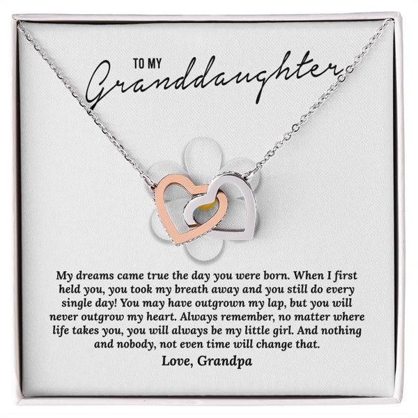 To My Granddaughter Interlocking Hearts Necklace Gift From Grandpa Grandfather