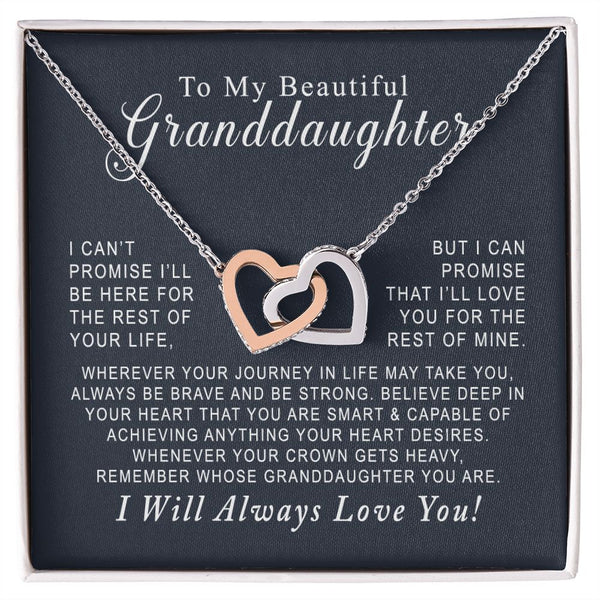To My Beautiful Granddaughter Interlocking Hearts Necklace Gift From Grandma or Grandpa