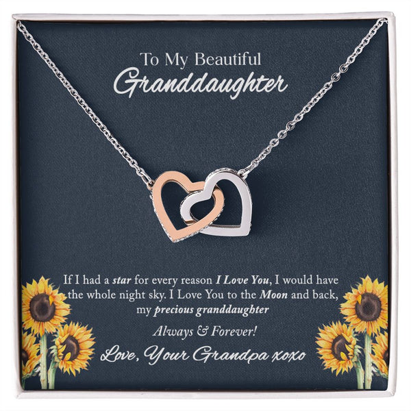 To My Beautiful Granddaughter Interlocking Hearts Necklace Gift From Grandpa